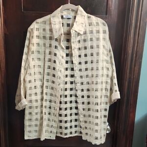 Women's Cream Sheer Button-up Shirt (Made in Italy)